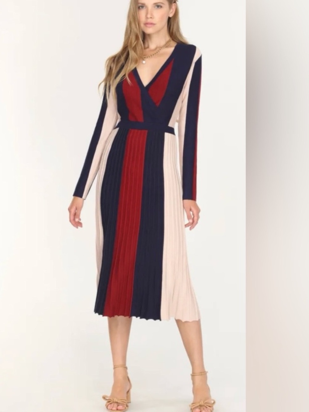 Adelyn Rae Winston Colourblock Knit Sweater Midi Dress